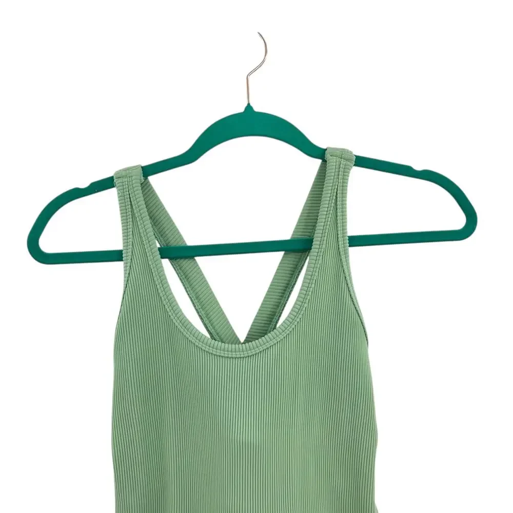 Free People Free Throw Onesie Jumpsuit Ribbed Seamless Green‎ Size Large